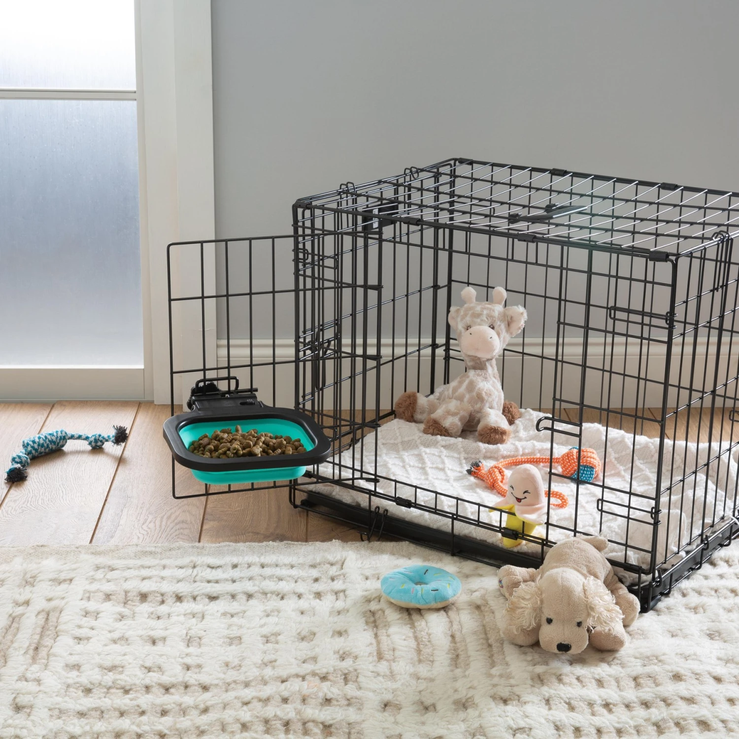 Pounce + Fetch Cage Collapsible Foldable Bowl, Teal, 16-oz 4 Pounce + Fetch Cage Collapsible Foldable Bowl, Teal, 16-oz - Image 2