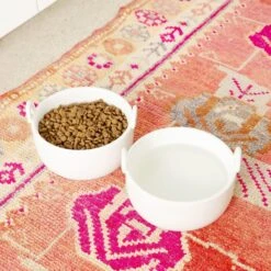 Waggo Handle It Ceramic Cat & Dog Bowl, White, Medium -Pet Dog Supply Store 889270 PT2. AC SS1800 V1697582684