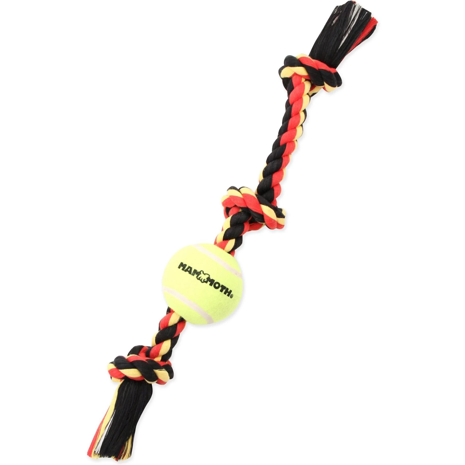 Mammoth Color 3 Knot Rope Tug With Tennis Ball For Dogs, Color Varies 3 Mammoth Color 3 Knot Rope Tug With Tennis Ball For Dogs, Color Varies