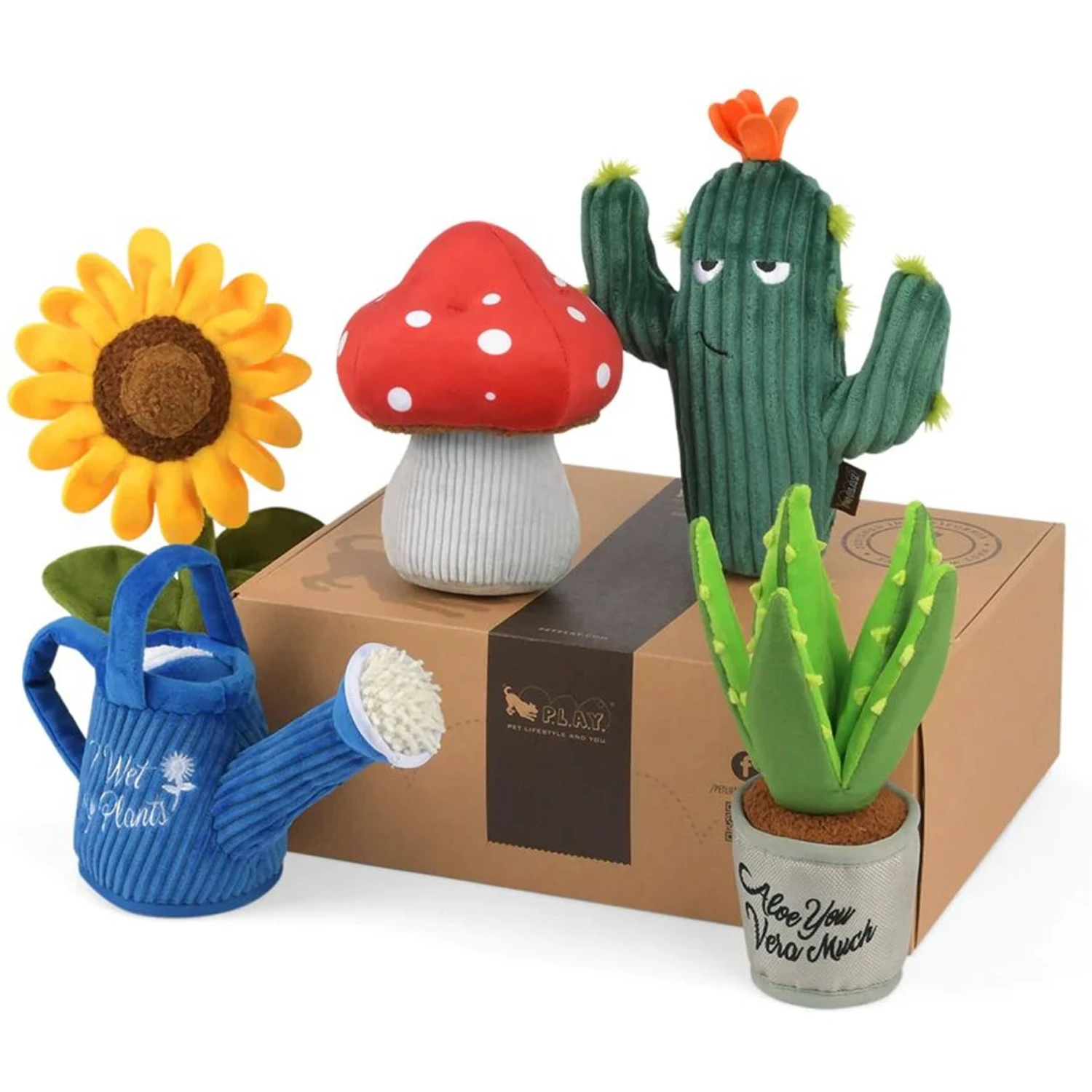 P.L.A.Y. Pet Lifestyle And You Blooming Buddies Set Plush Squeaky Dog Toy, 5 Count 3 P.L.A.Y. Pet Lifestyle And You Blooming Buddies Set Plush Squeaky Dog Toy, 5 Count