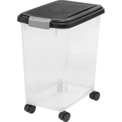 IRIS USA WeatherPro Airtight Dog, Cat, Bird & Small-Pet Food Storage Bin Container With Attachable Casters -Pet Dog Supply Store 901870 PT7. AC SS1800 V1688391807