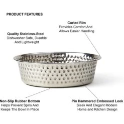 PetRageous Designs Crete Hammered Stainless Steel Dog & Cat Bowl -Pet Dog Supply Store 902294 PT4. AC SS1800 V1689889789