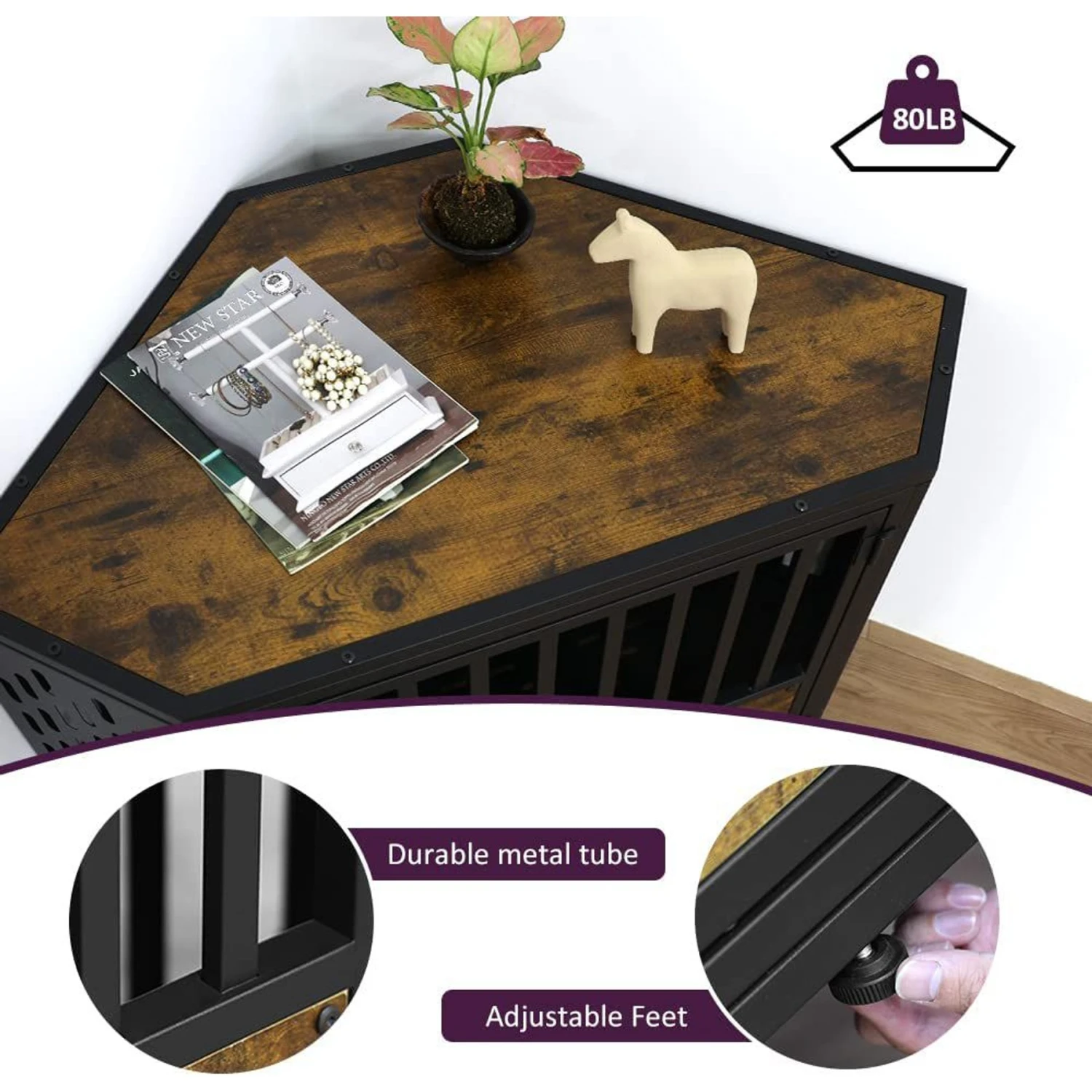 SMONTER Wooden Corner Crate Furniture Style Dog Kennel 5 SMONTER Wooden Corner Crate Furniture Style Dog Kennel - Image 3