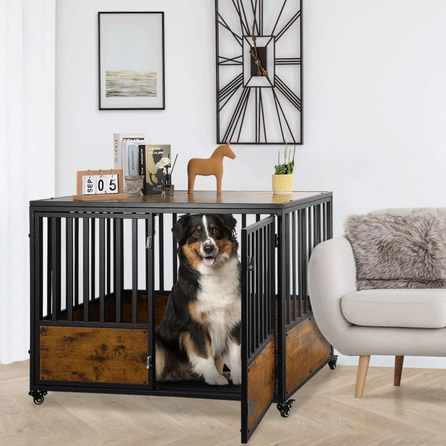 SMONTER Wooden Furniture Style Dog Crate 3 SMONTER Wooden Furniture Style Dog Crate