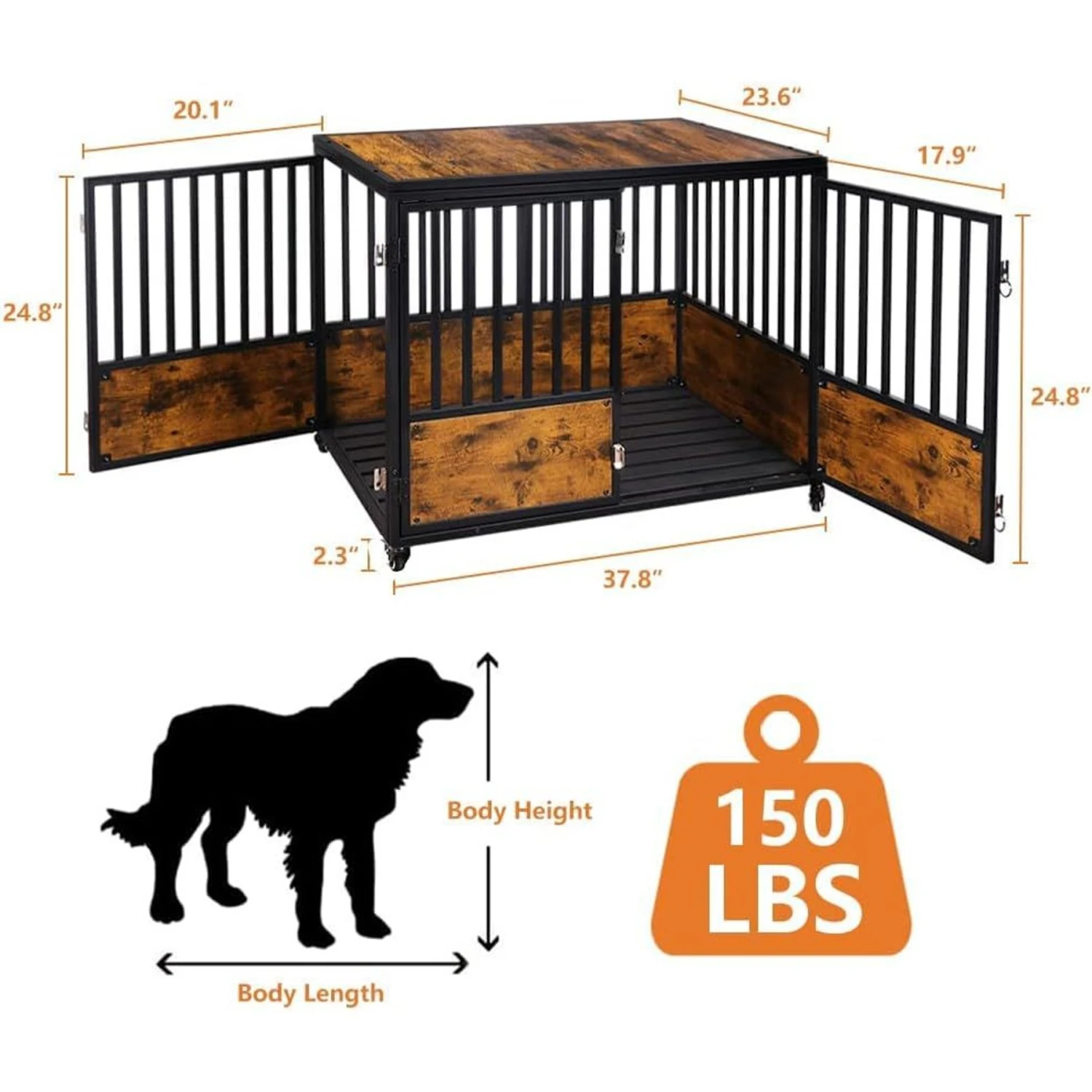 SMONTER Wooden Furniture Style Dog Crate 4 SMONTER Wooden Furniture Style Dog Crate - Image 2