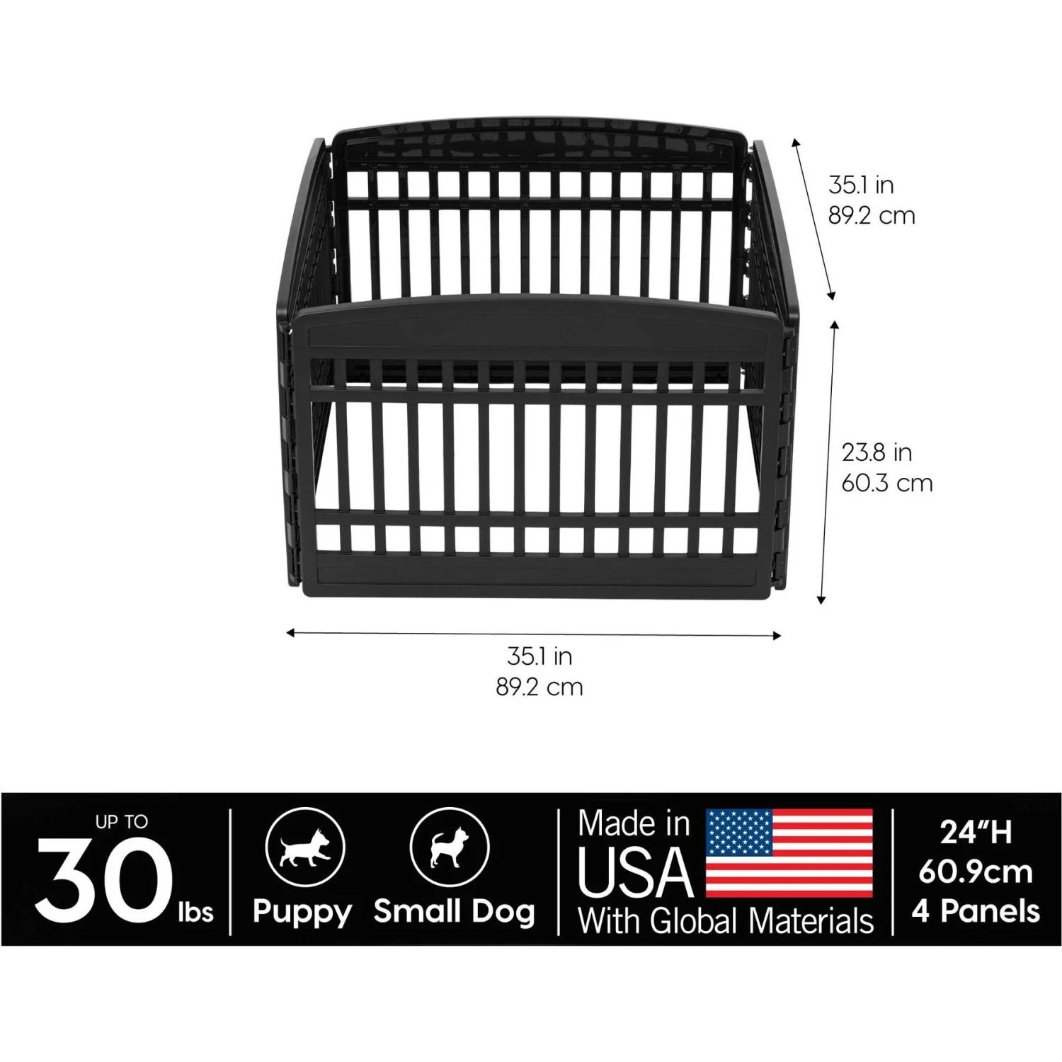 IRIS 4-Panel Dog Exercise Playpen, Black, Medium: 24-in 4 IRIS 4-Panel Dog Exercise Playpen, Black, Medium: 24-in - Image 2
