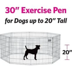 MidWest Wire Dog Exercise Pen With Step-Thru Door, Black E-Coat & MidWest Exercise Pen Top Fabric Mesh Sunscreen Accessory, Octagonal Configuration, Black -Pet Dog Supply Store 939326 PT2. AC SS1800 V1691785956