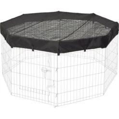 MidWest Wire Dog Exercise Pen With Step-Thru Door, Black E-Coat & MidWest Exercise Pen Top Fabric Mesh Sunscreen Accessory, Octagonal Configuration, Black -Pet Dog Supply Store 939326 PT5. AC SS1800 V1691785954