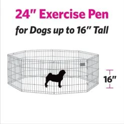 MidWest Wire Dog Exercise Pen With Step-Thru Door, Black E-Coat & MidWest Exercise Pen Top Fabric Mesh Sunscreen Accessory, Square Configuration, Black -Pet Dog Supply Store 939350 PT2. AC SS1800 V1691785892