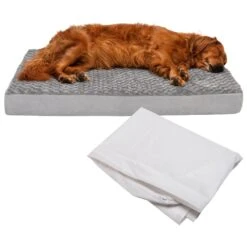 FurHaven NAP Ultra Plush Orthopedic Deluxe Cat & Dog Bed With Removable Cover & FurHaven Water-Resistant Cat & Dog Bed Mattress Liner